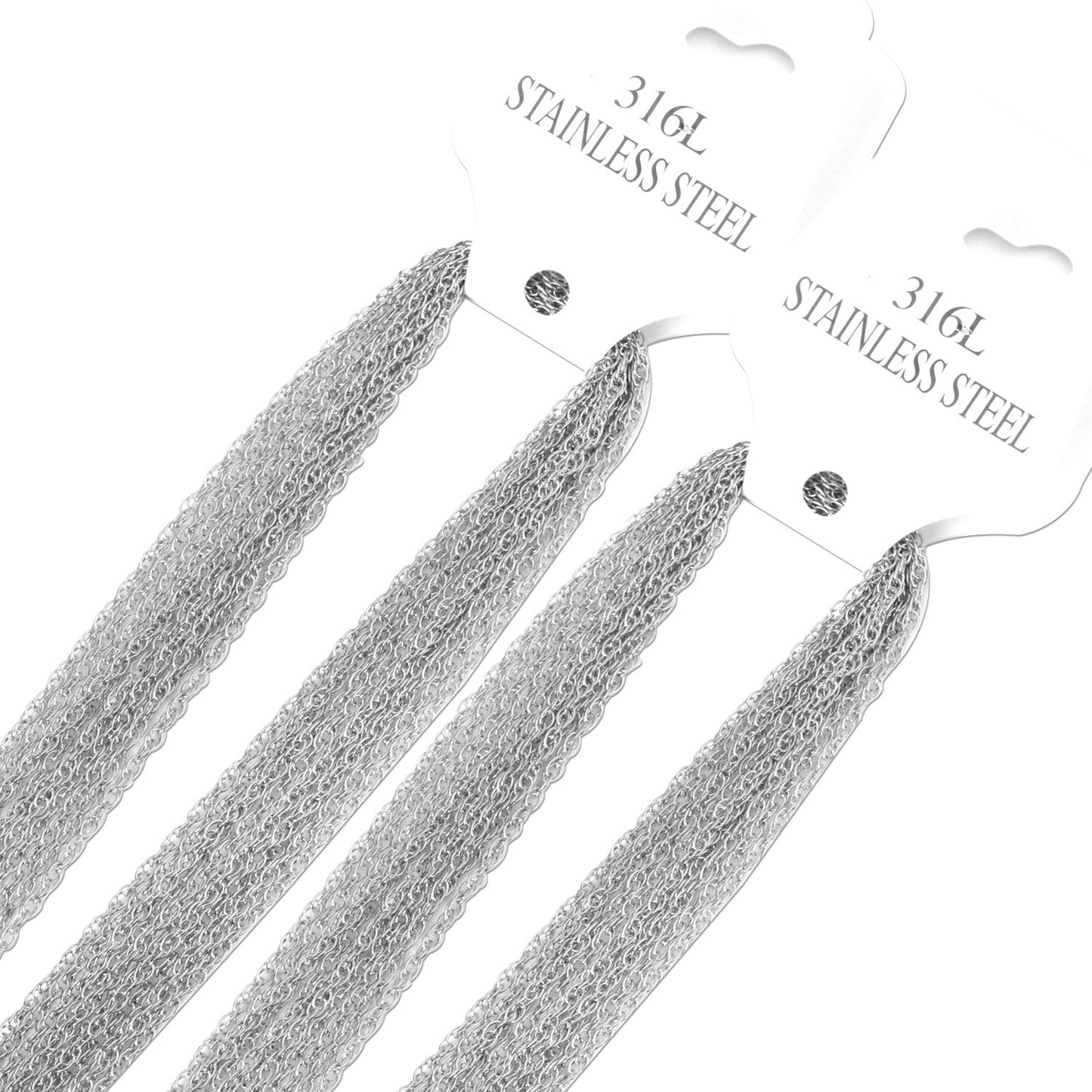ASON 10pcs / 2mm*45cm 50cm 55cm 60cm Stainless Steel Chain with Round Wire and Double Buckle