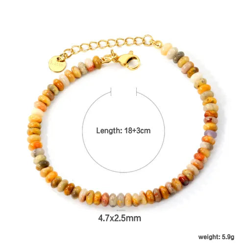 Wholesale Natural Stone Beaded Bracelet 18K Gold Plated Charm Bracelet | Handmade Gemstone Stretch Layered Jewelry | MOQ 12 PCS