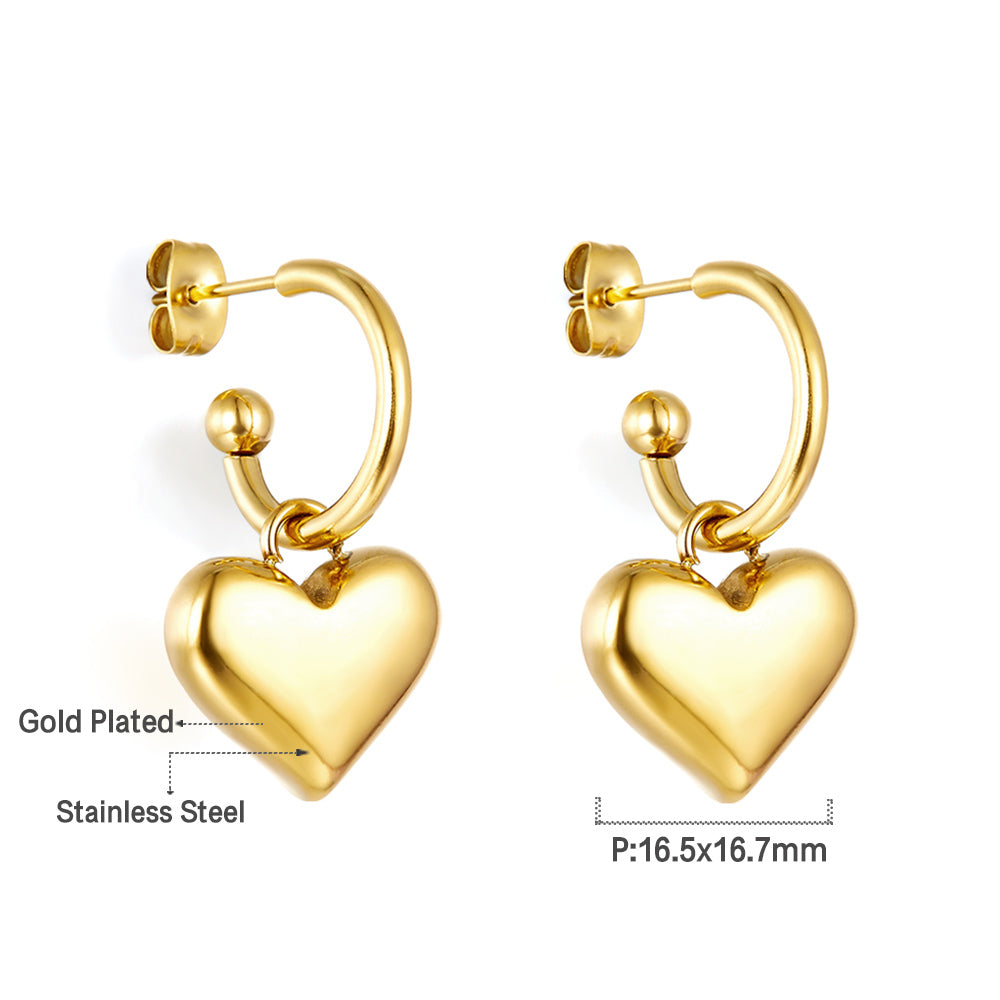 Girls Kids Jewelry Fashion Stainless Steel Heart Stud Earrings