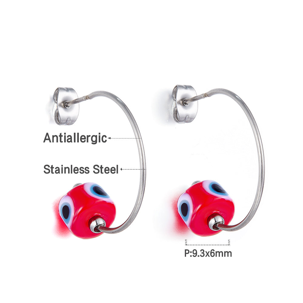 Fashion Stainless Steel Red Eyes Girls Kids Jewelry Earrings
