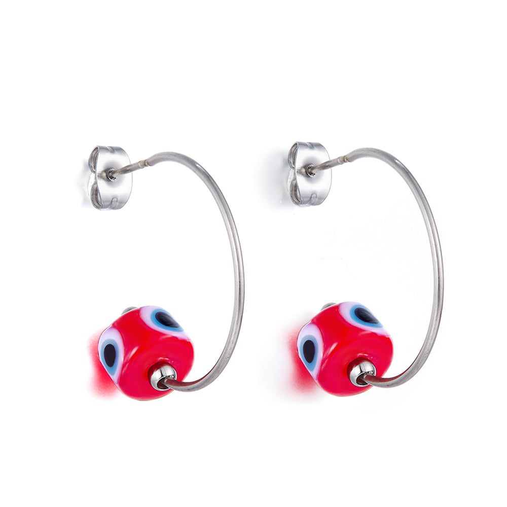 Fashion Stainless Steel Red Eyes Girls Kids Jewelry Earrings