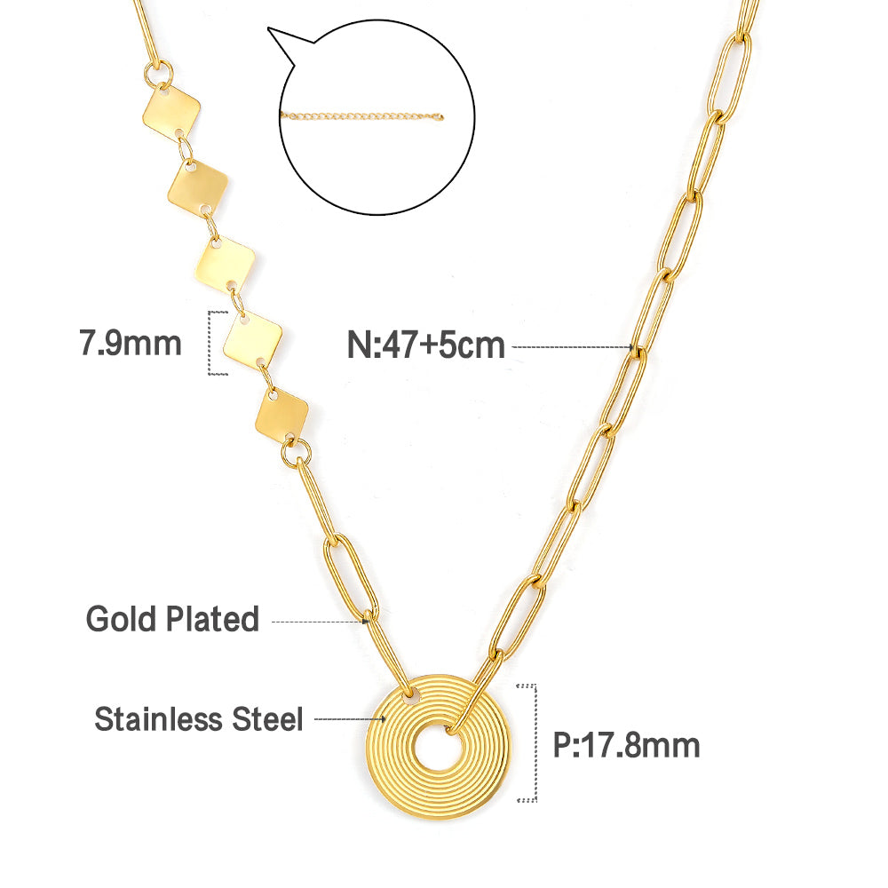 Stainless Steel 18k Gold Plated Annular Accessories Necklace