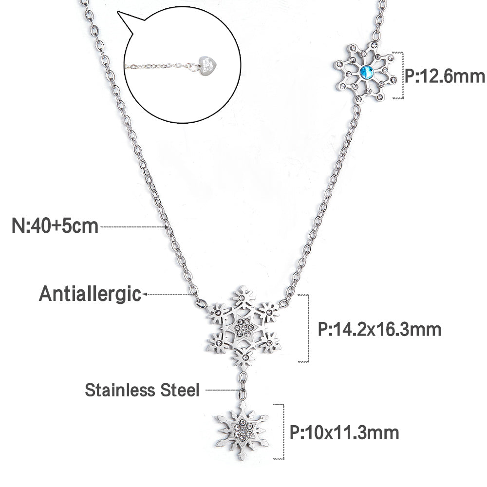 Stainless Steel Snowflake-shaped Accessories Necklace