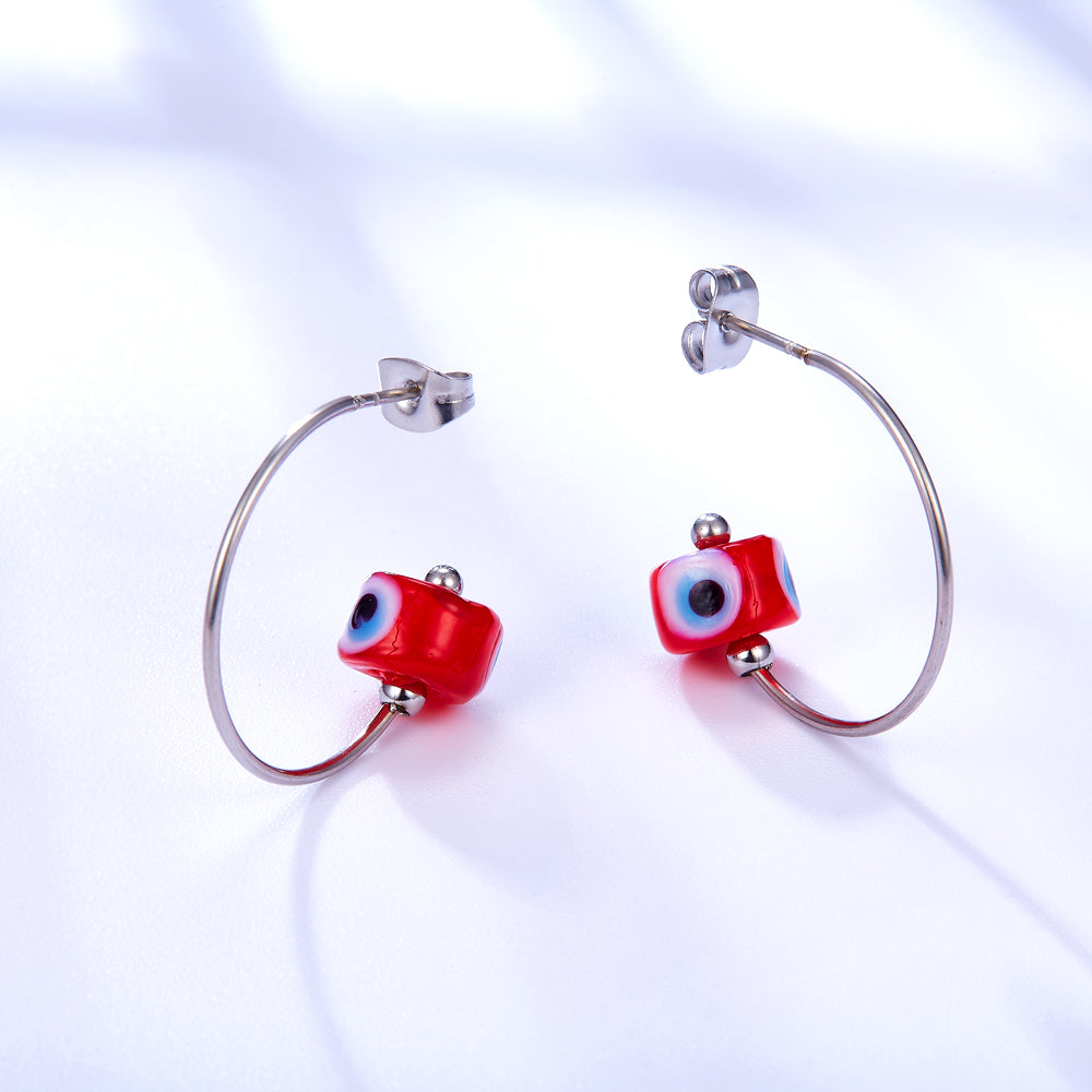 Fashion Stainless Steel Red Eyes Girls Kids Jewelry Earrings