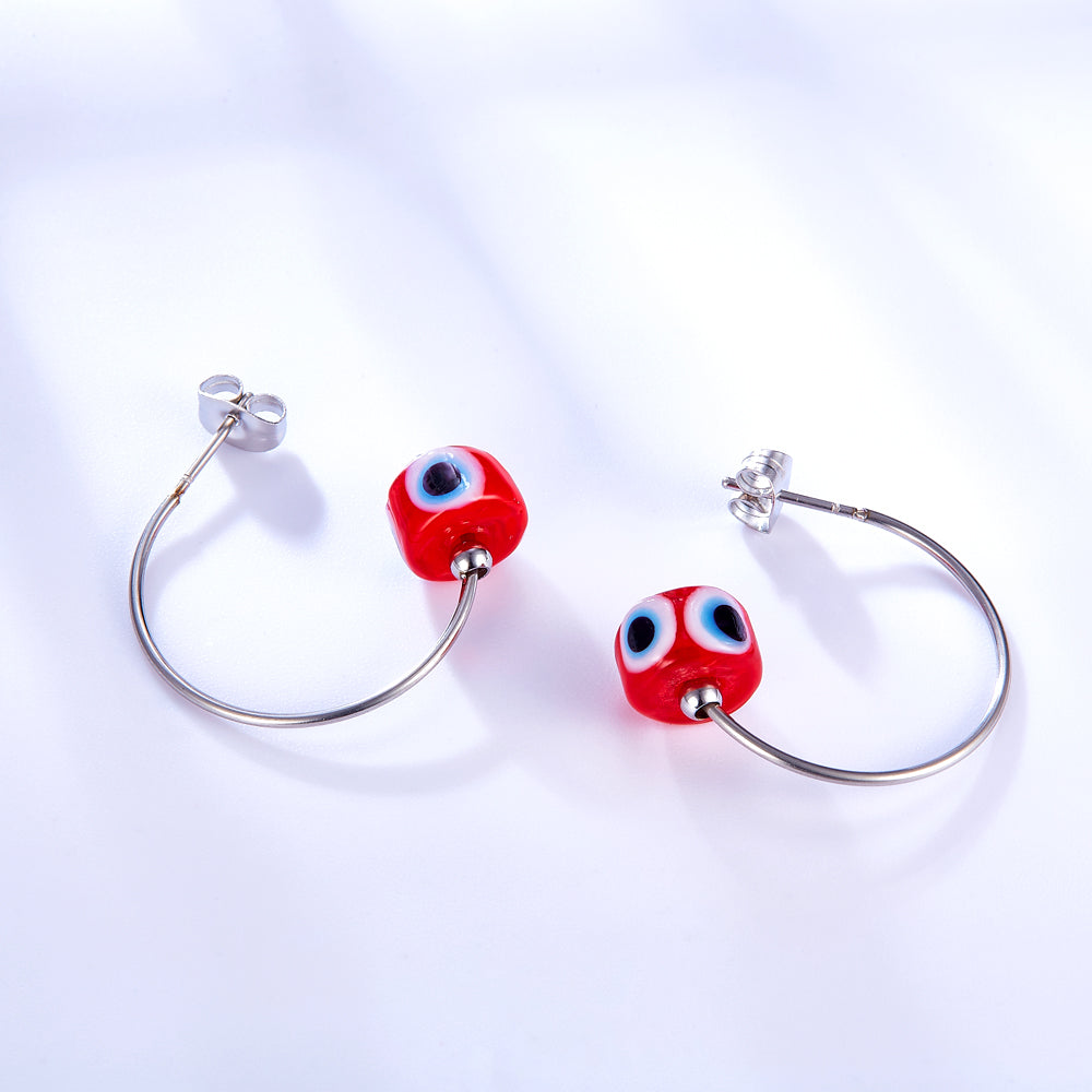 Fashion Stainless Steel Red Eyes Girls Kids Jewelry Earrings