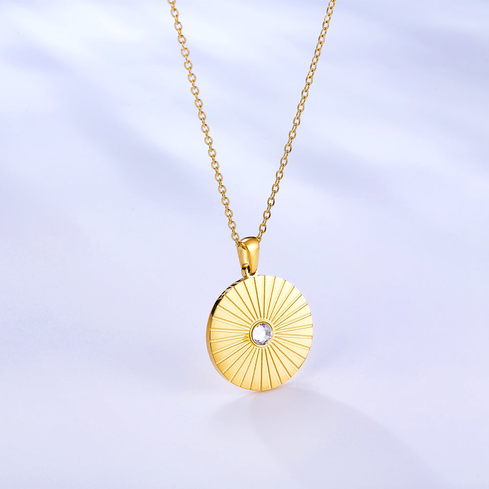 Exquisite 18k Gold Plated Rising Sun Zircon Necklace