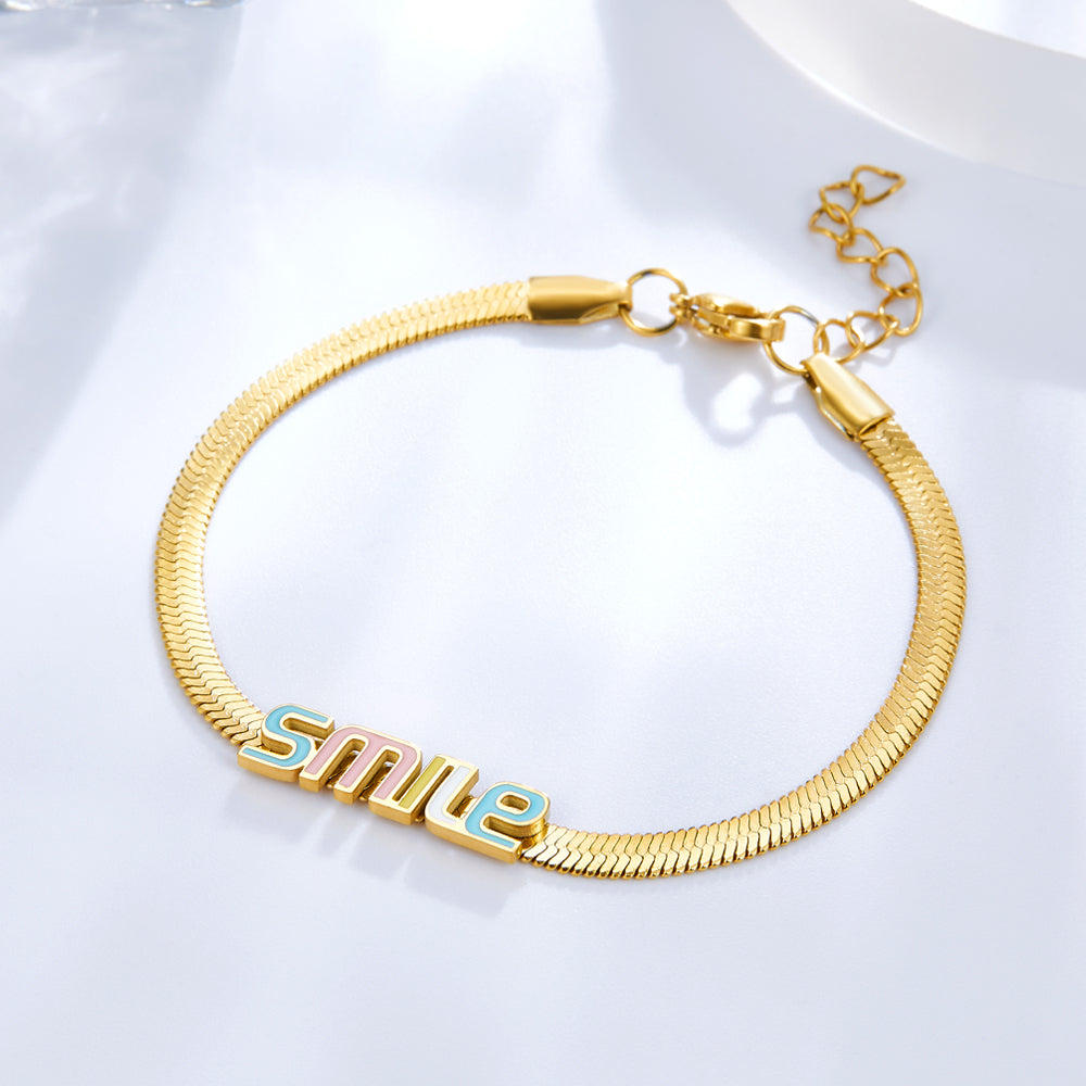 Stainless Steel Smile Colorful Letter Accessory Bracelet