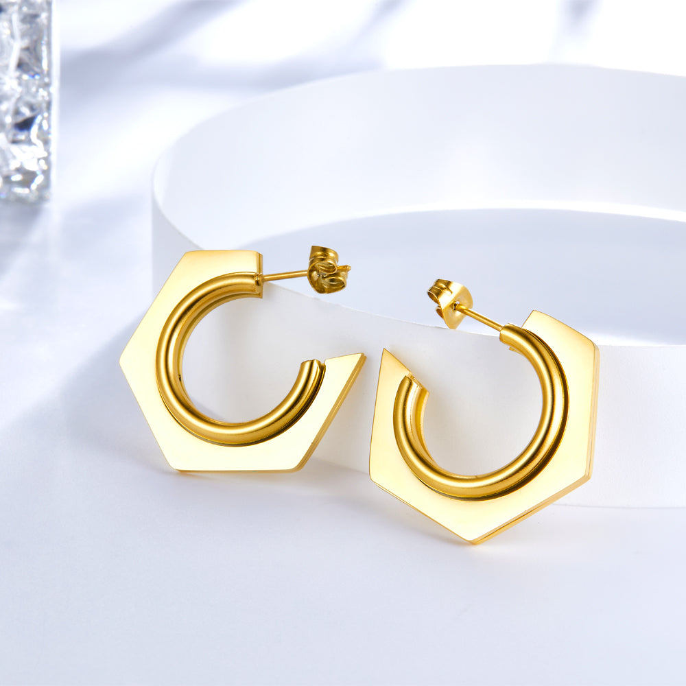 Fashion Stainless Steel C-shaped Earrings For Women