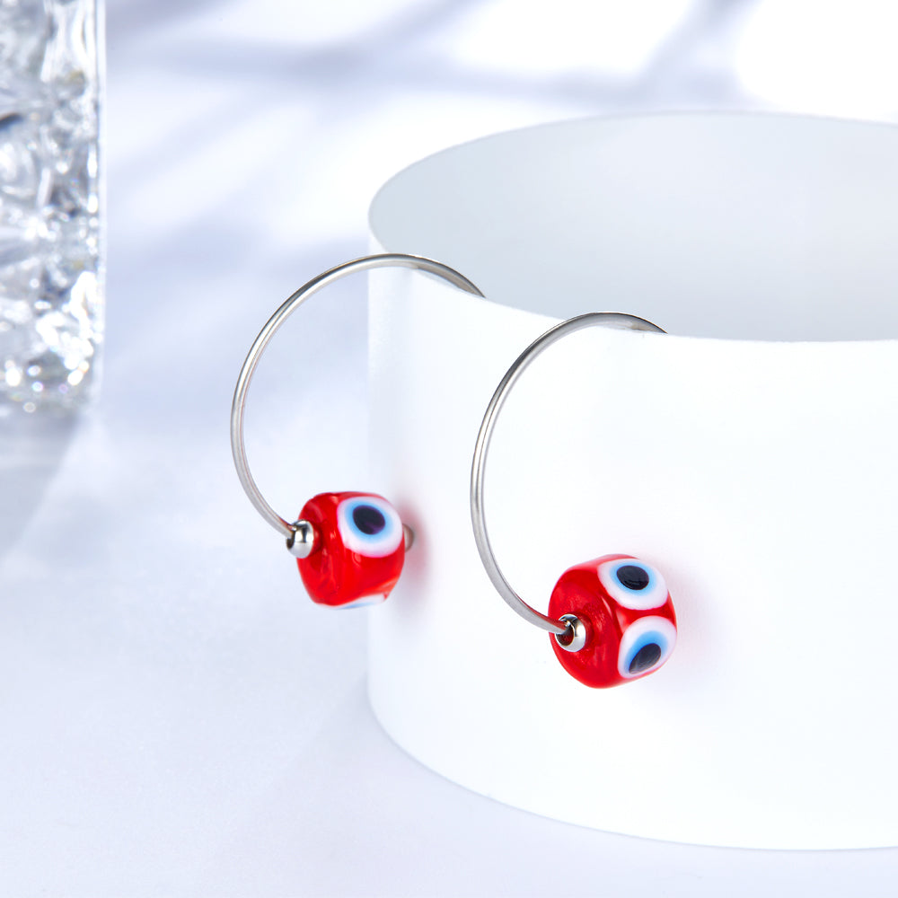 Fashion Stainless Steel Red Eyes Girls Kids Jewelry Earrings