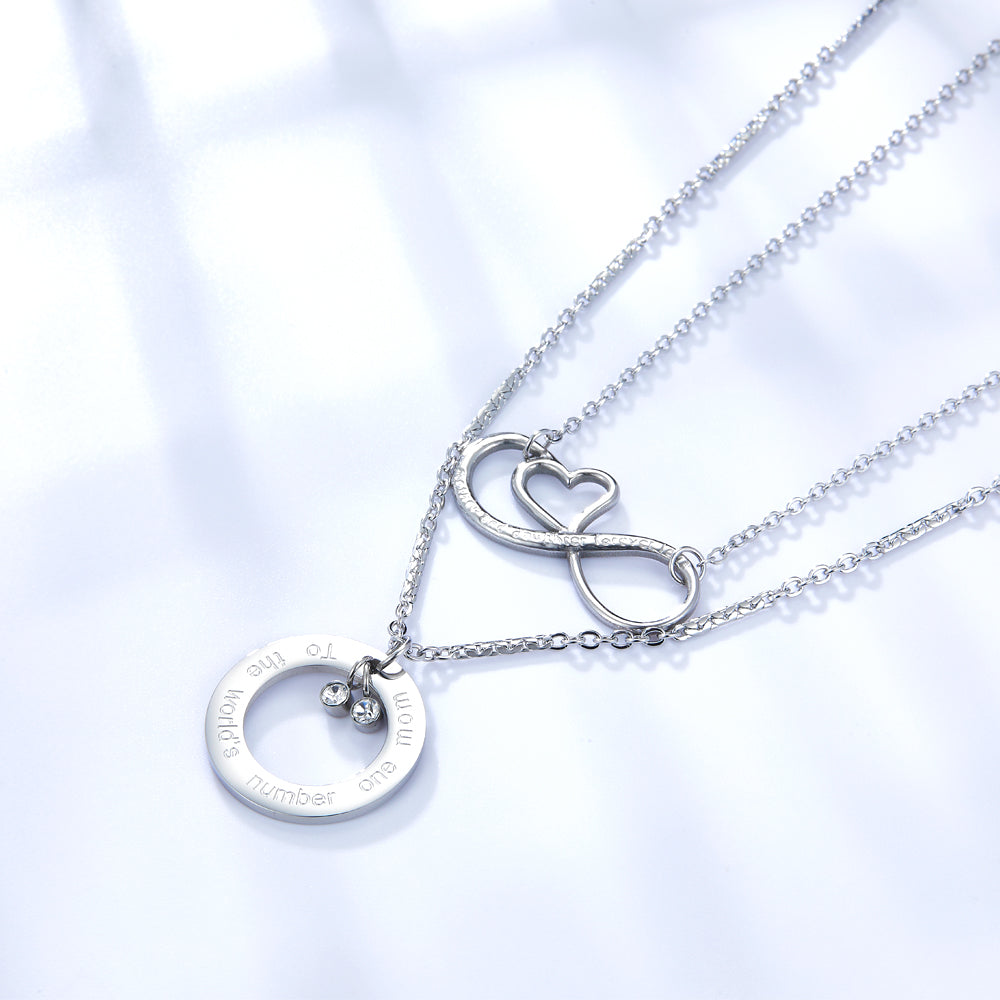 Circle Accessory with Double Steel Ball + Heart Accessory with Chain Double Chain Necklace