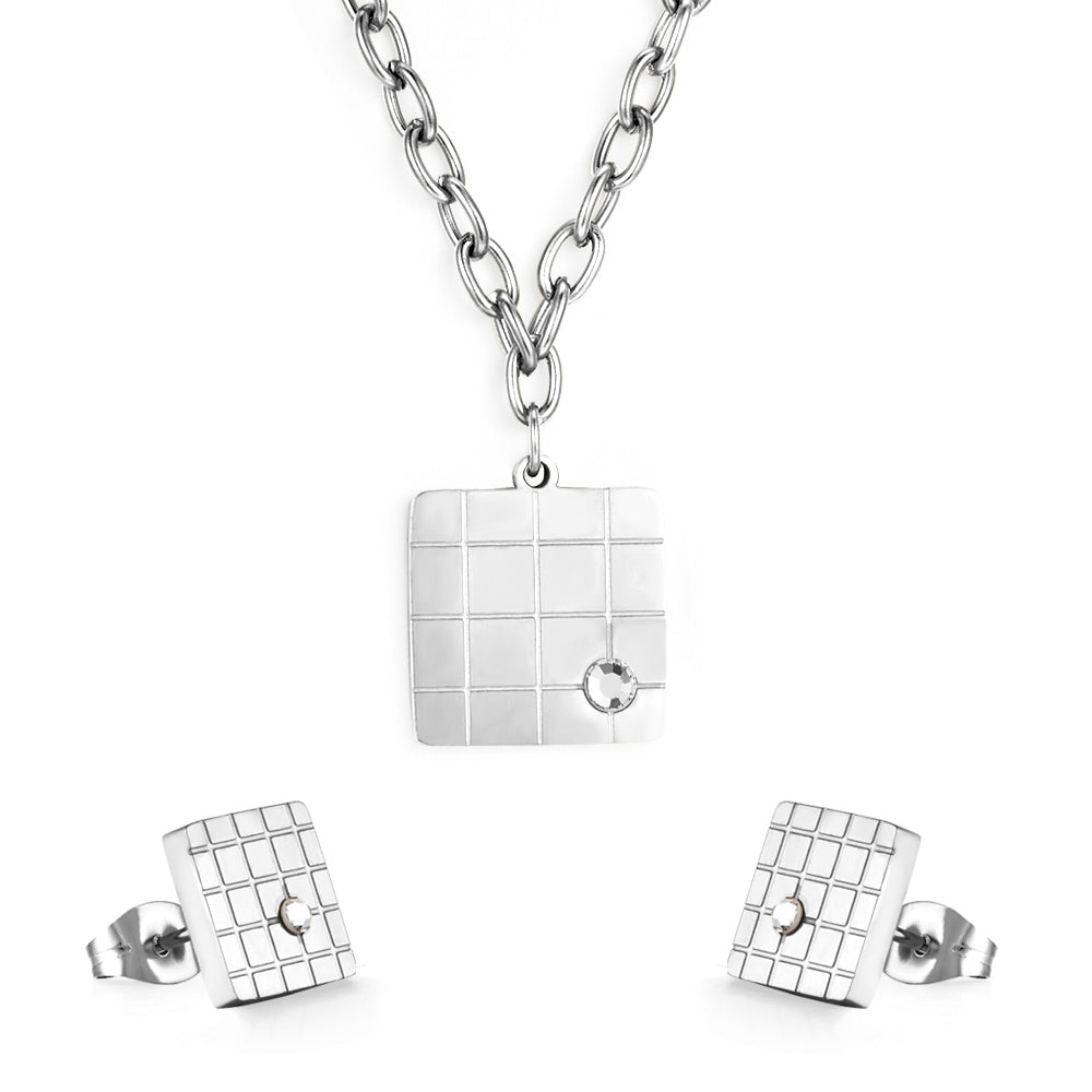 Fashion Square Mesh With Diamond Jewelry Set