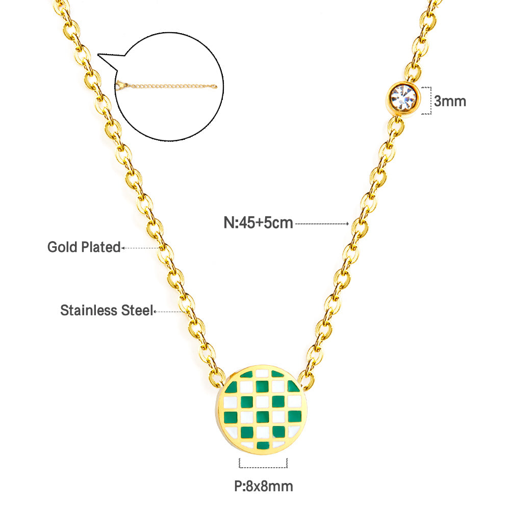 Round Mixed Color Accessories Enamel Girls Kids Jewelry With Diamond Necklace