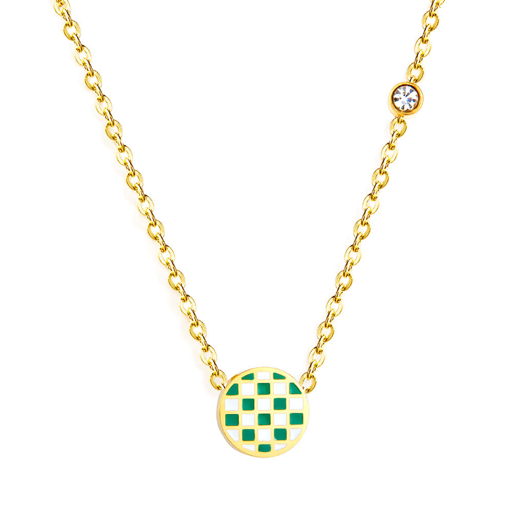 Round Mixed Color Accessories Enamel Girls Kids Jewelry With Diamond Necklace