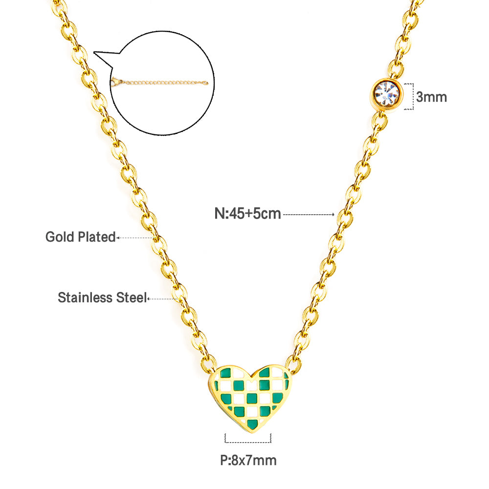 Heart-shaped Mixed Color Accessories Enamel Girls Kids Jewelry With Diamond Necklace