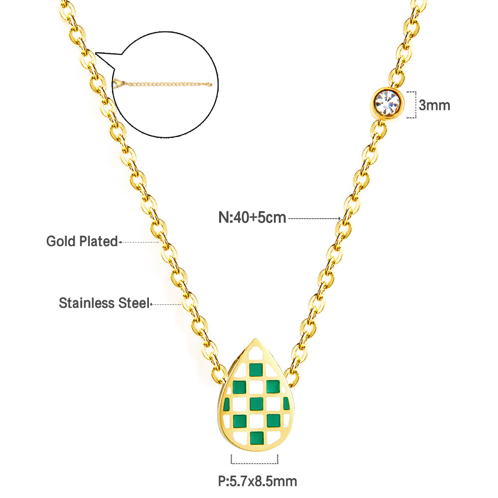 Water Drop Shape Mixed Color Accessories With Diamond Necklace