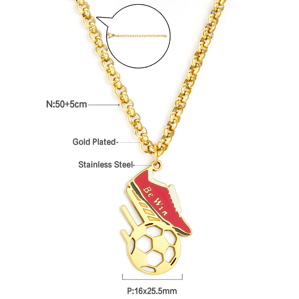 Fashion Enamel Girls Kids Jewelry Red Sneakers + Football Accessories Necklace