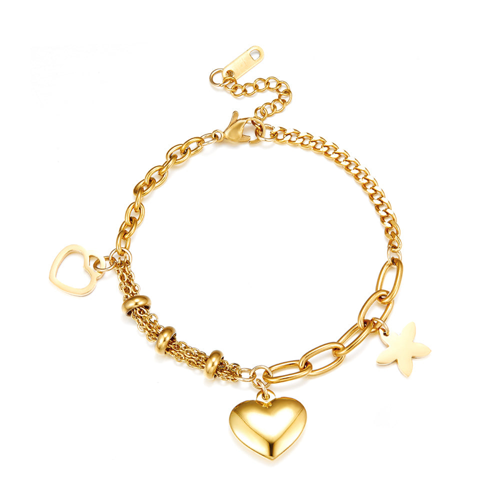 Heart Shape + Heart Shaped Hollow + Star Accessories Bracelet