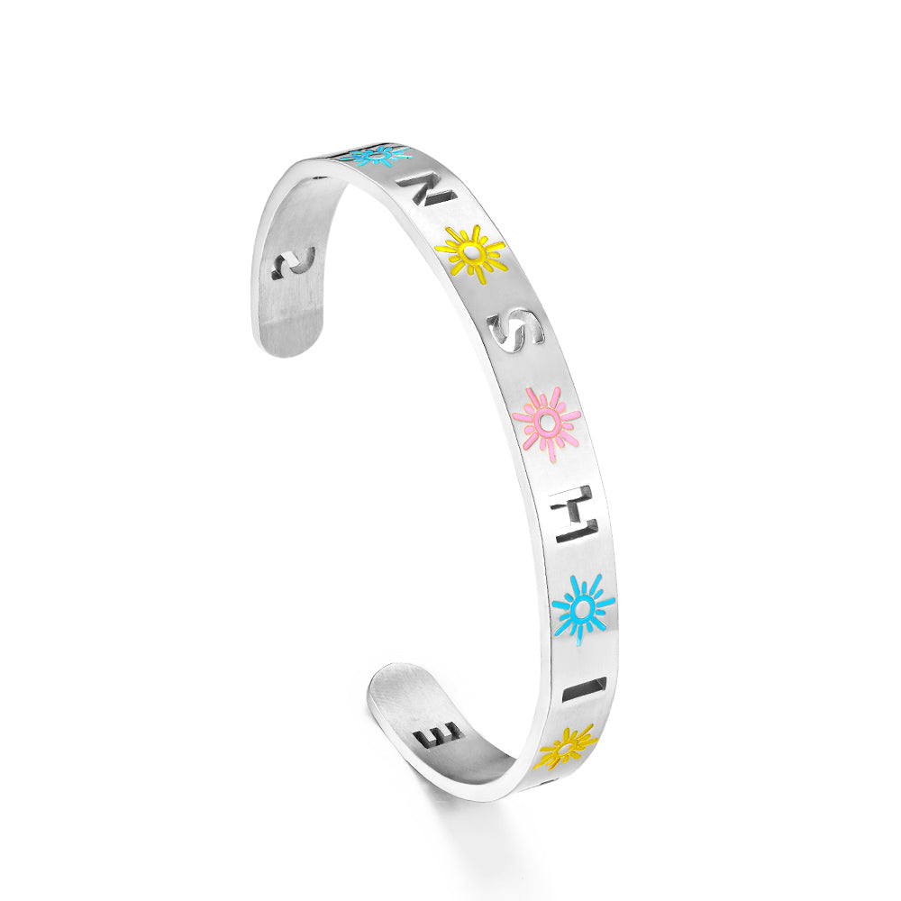 Fashion Stainless Steel Mixed Color Sun Hard Bracelet