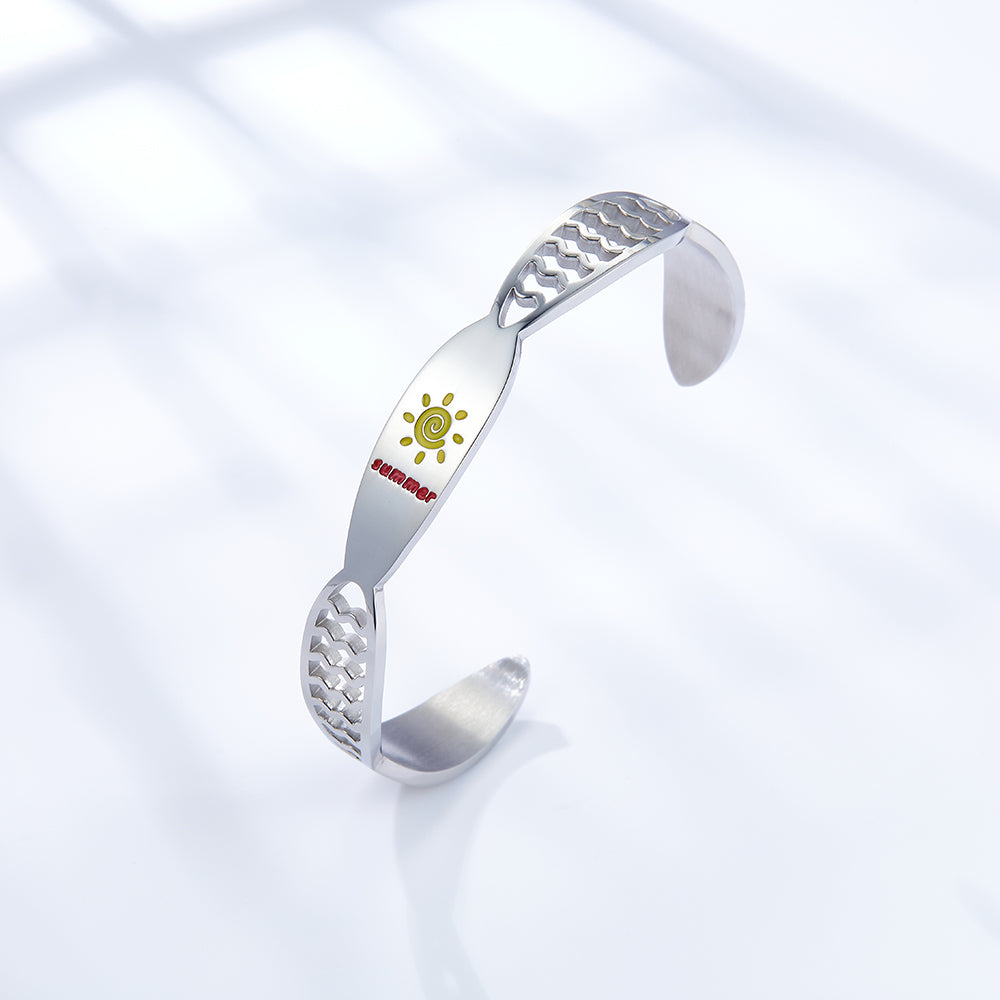 Stainless Steel Yellow Sun Hard Bracelet