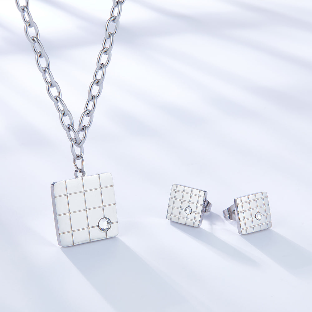 Fashion Square Mesh With Diamond Jewelry Set