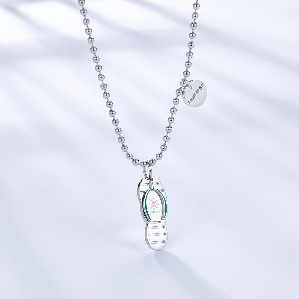 Three-character Slippers+Round Accessory Necklace