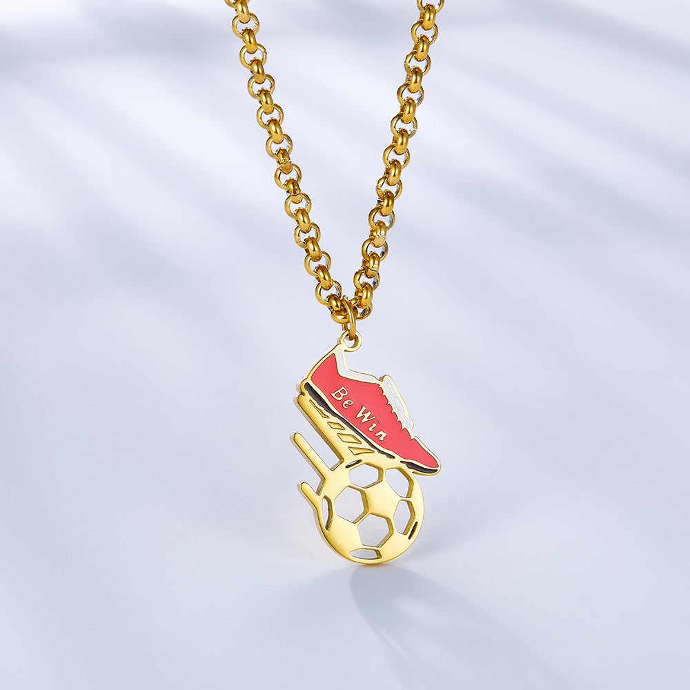 Fashion Enamel Girls Kids Jewelry Red Sneakers + Football Accessories Necklace