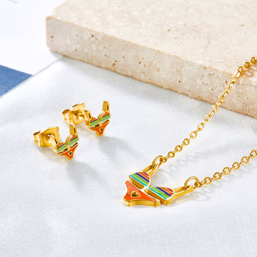 Stainless Steel Bikini Mixed Color Jewelry Set Enamel Girls Kids Jewelry