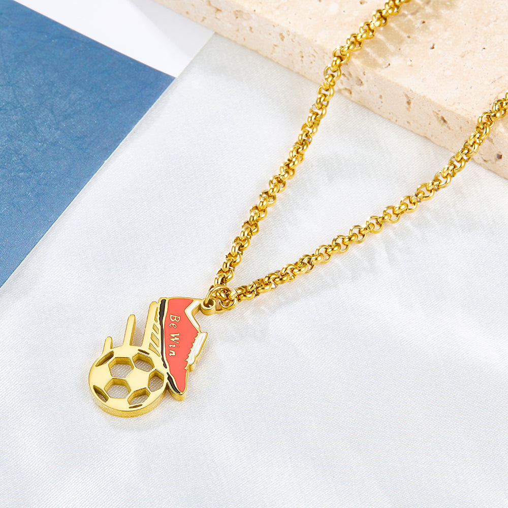 Fashion Enamel Girls Kids Jewelry Red Sneakers + Football Accessories Necklace