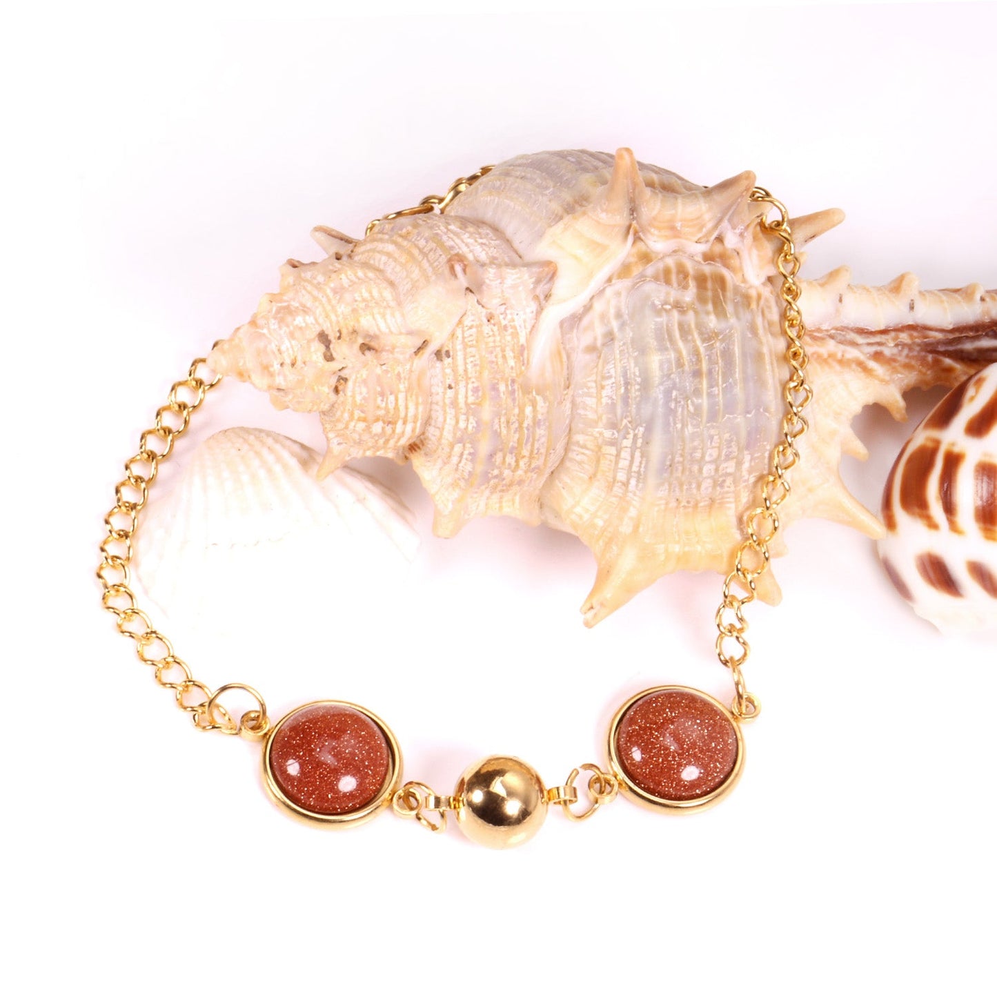 Golden Deep Red Chrysoberyl Bracelet with Steel Beads 20cm