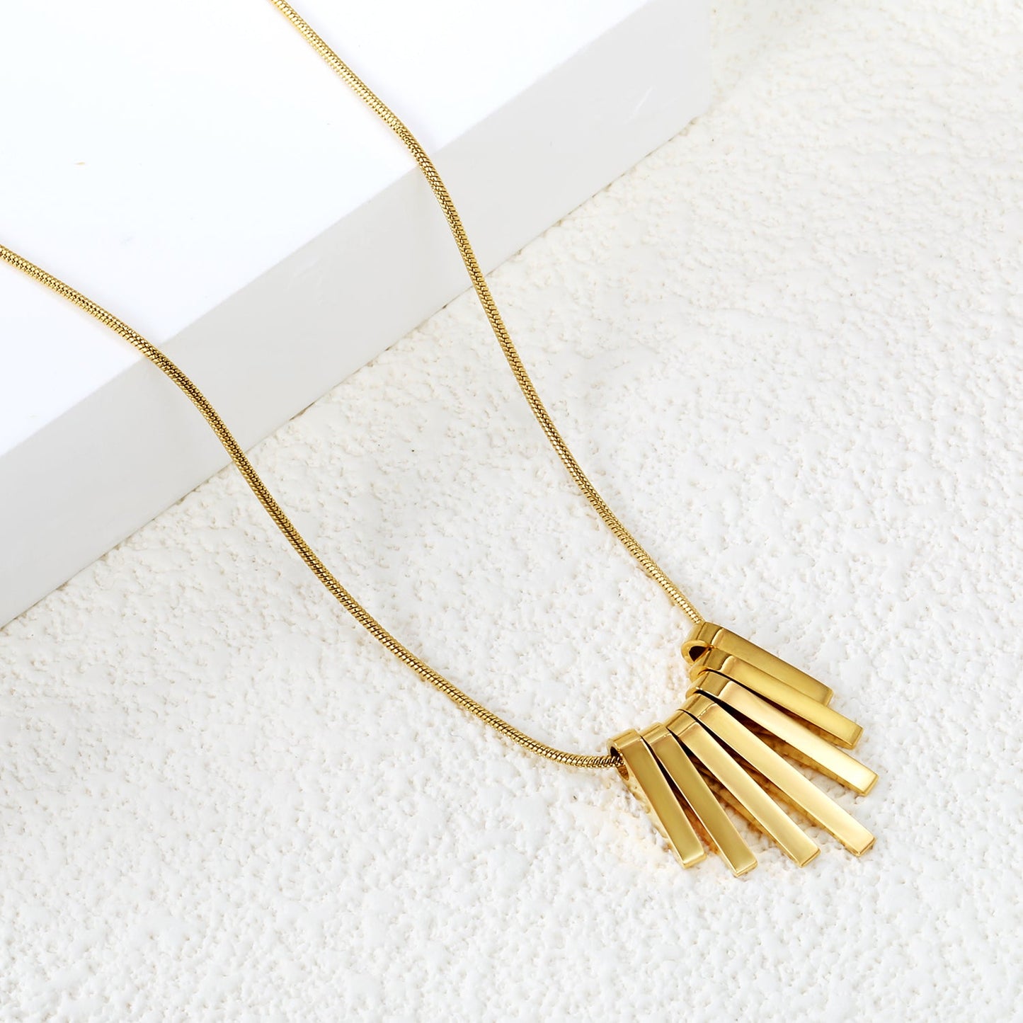 7 long and short vertical bar accessories necklace 40+5cm gold color