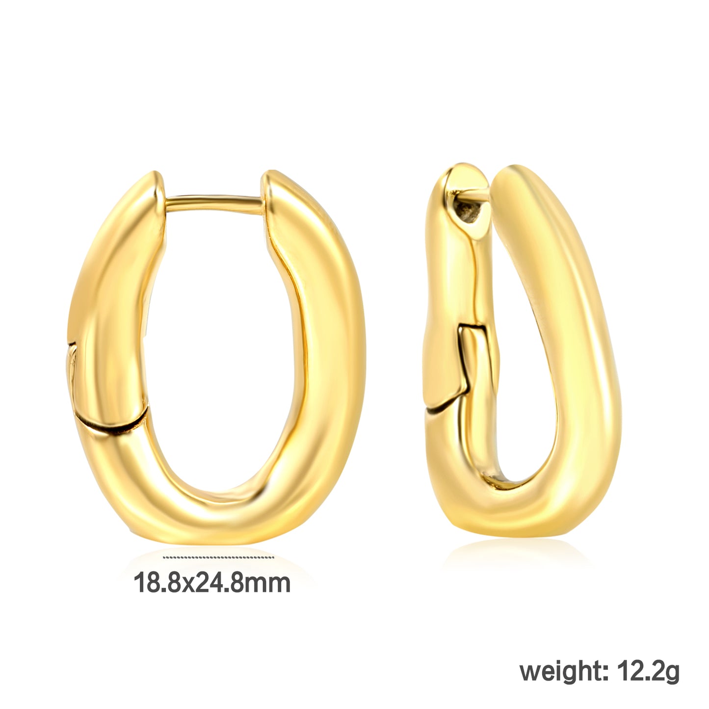 18.8*24.8mm U Shape Hoop Earring Stainless Steel Tarnish Minimalist Water Proof Hypoallergenic