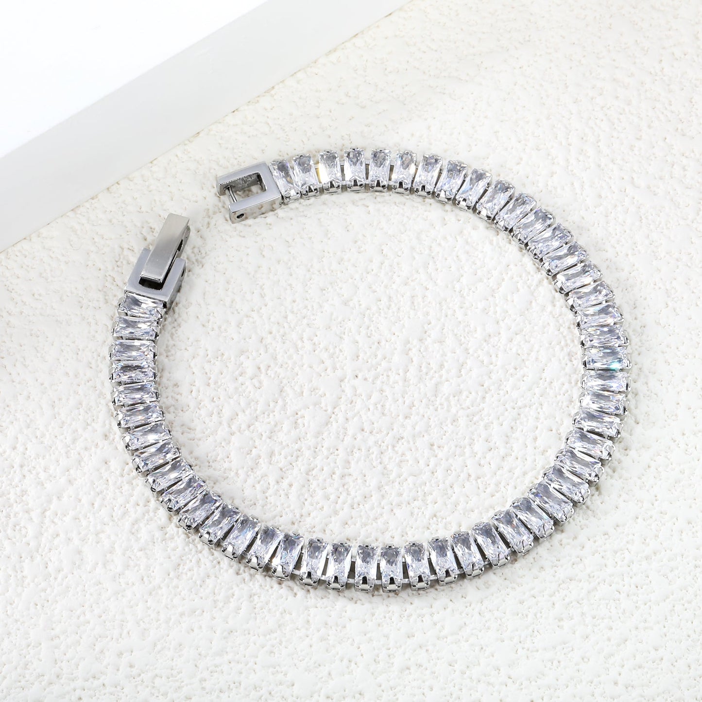 5.6*2.5mm rectangle white/black/purple/blue/pink diamonds clasp bracelet 18cm steel & gold color