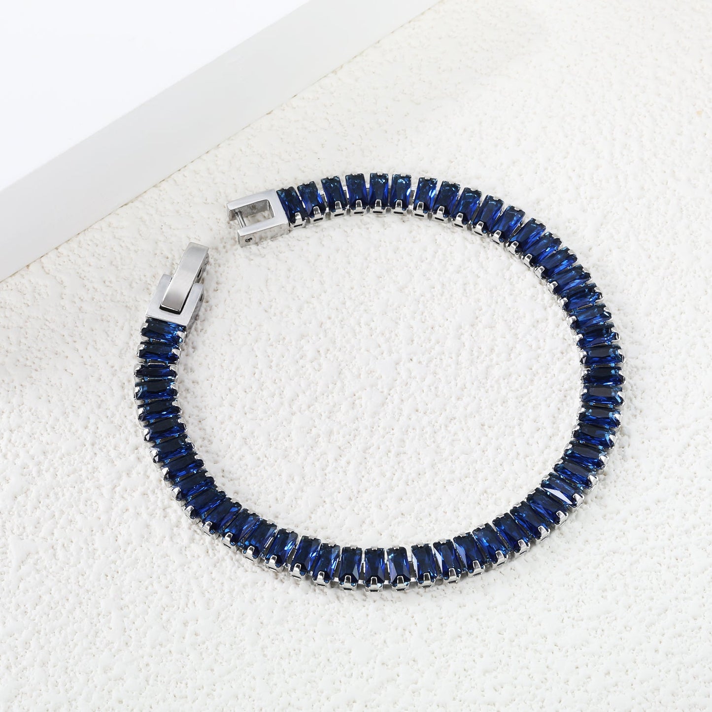 5.6*2.5mm rectangle white/black/purple/blue/pink diamonds clasp bracelet 18cm steel & gold color