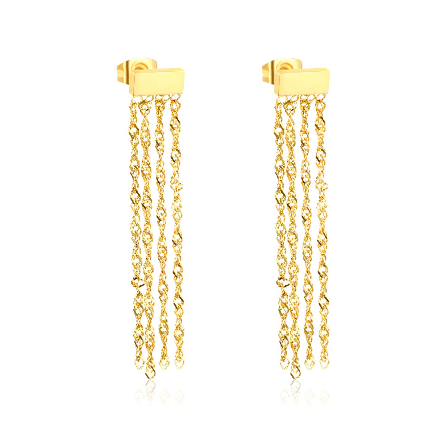 PVD 18K Gold 8.9*3.9mm Drop Earrings Fine Jewelry Fringe Fall Ear Jackets Fringe Tassel