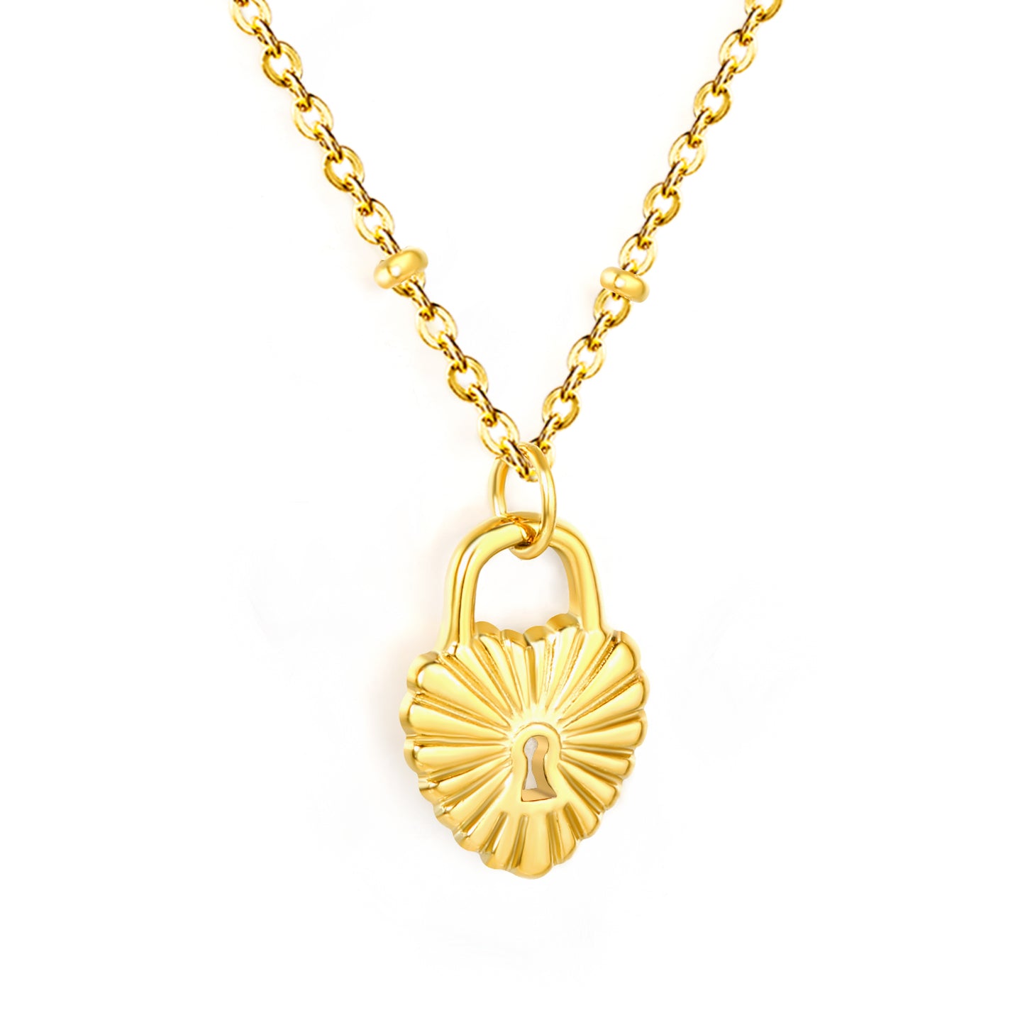 42+5cm 18K Gold Jewelry Stainless Steel Necklace Plated 11.9*12.6mm Heart Pendant on Irregular