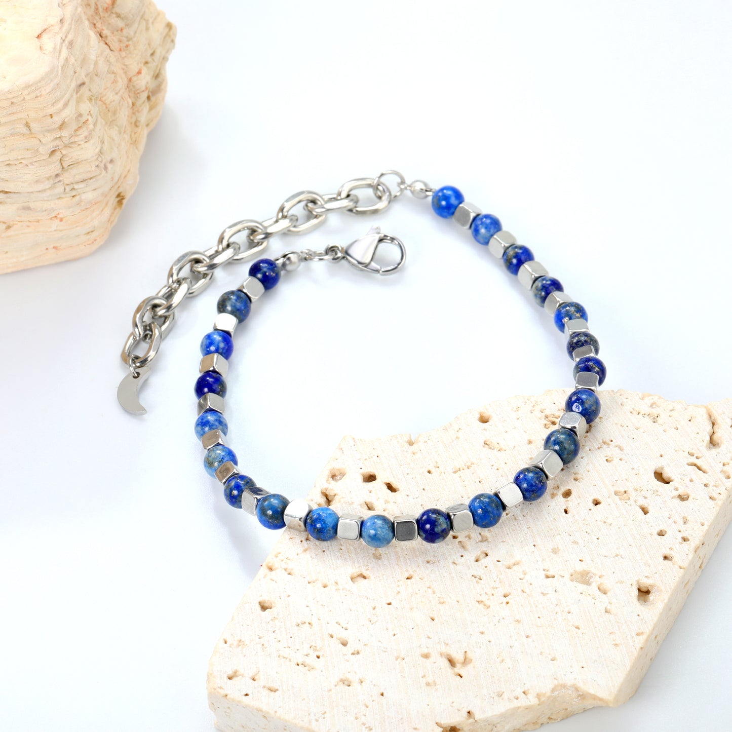 4.6*7.4mm Bracelet Natural Stones Stainless Steel Luxury 18+5cm Chain Fashion Women Wholesale