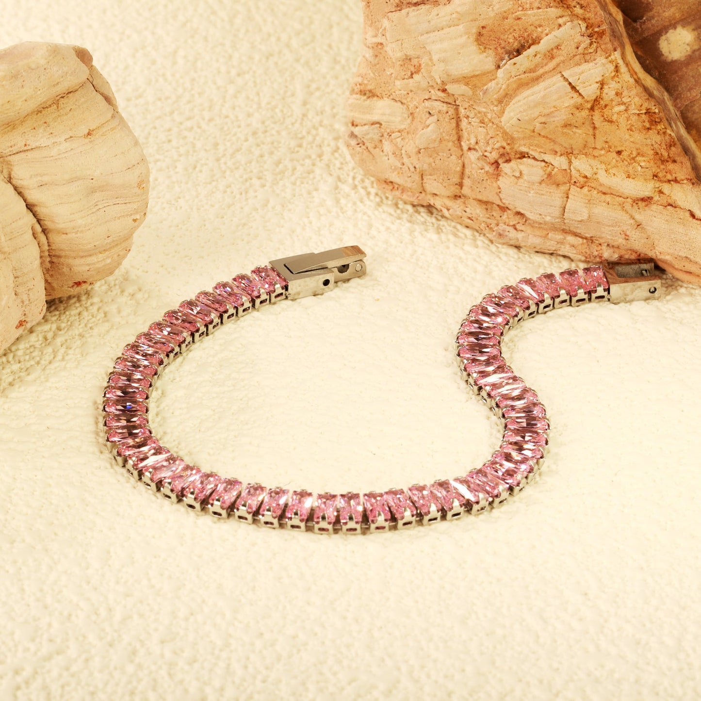 5.6*2.5mm rectangle white/black/purple/blue/pink diamonds clasp bracelet 18cm steel & gold color
