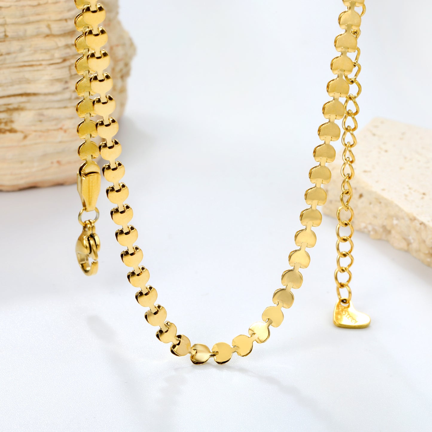3.6*2.7mm 18k Gold Plated Stainless Steel Choker Simple Fish Bone 42+5cm Chain Necklace for Women Fashion Jewelry