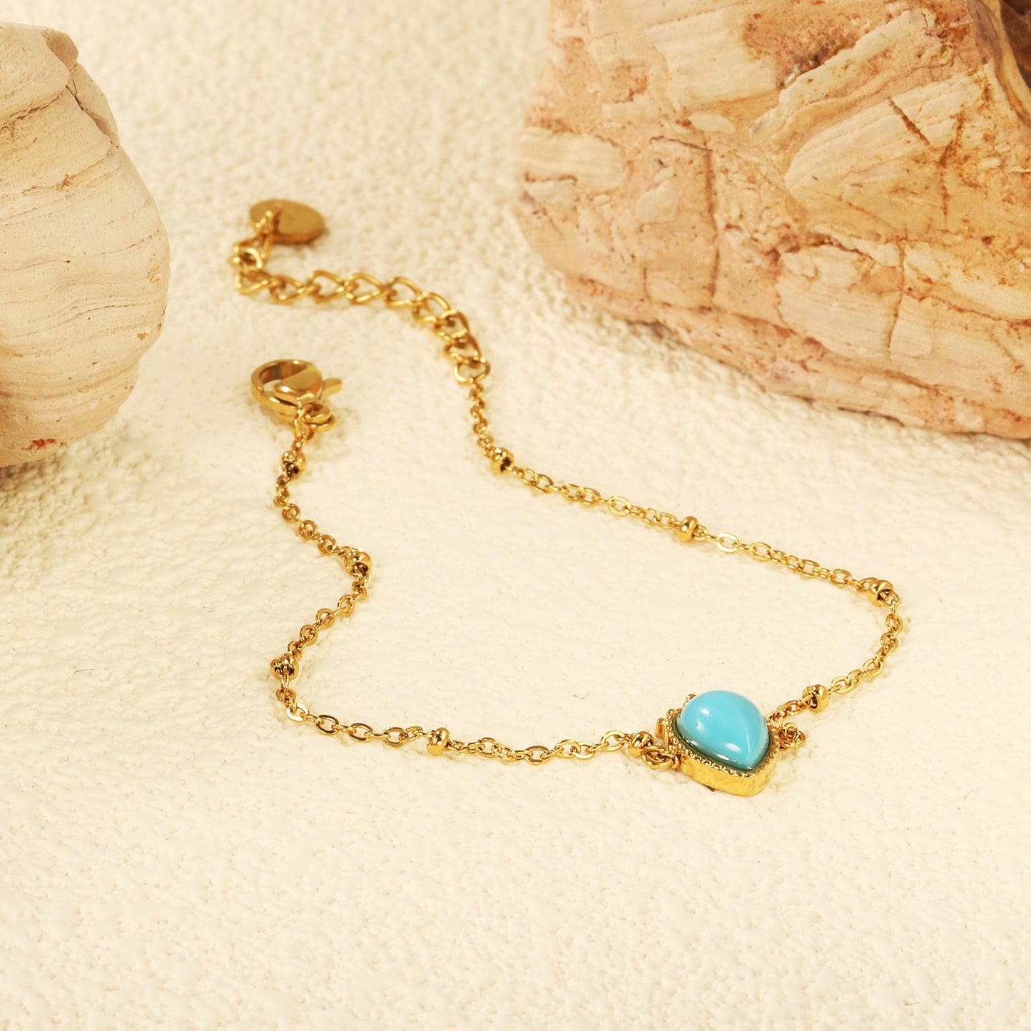7.9*11.8mm teardrop with 6.2*8.1mm bluestone bracelet 17+3cm gold color