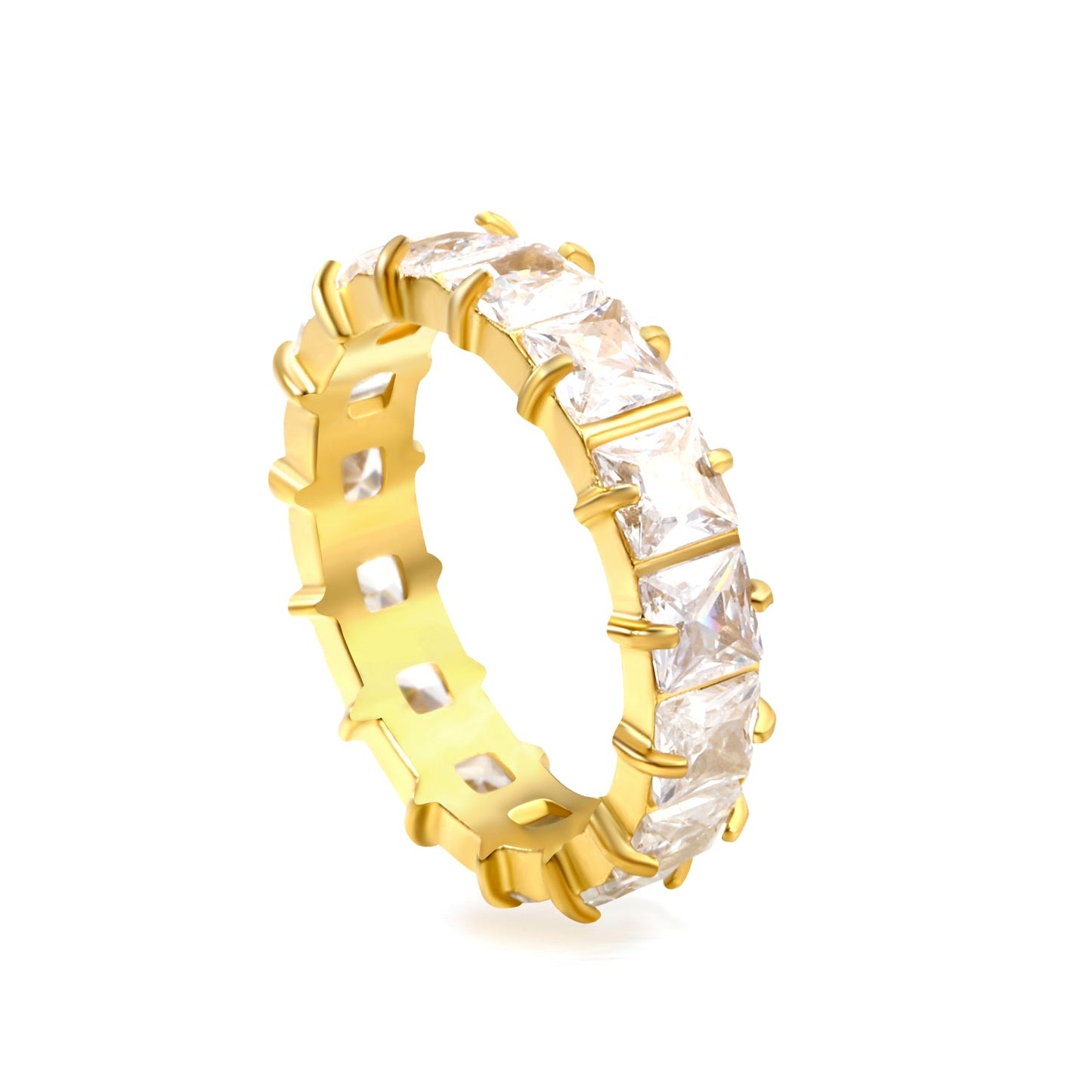 ✨ Wholesale 4mm square white/purple/red/pink zirconium solitaire ring gold color