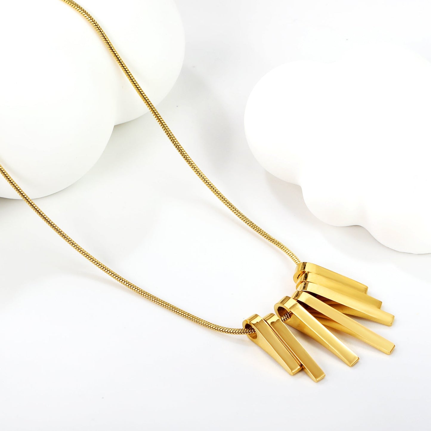 7 long and short vertical bar accessories necklace 40+5cm gold color