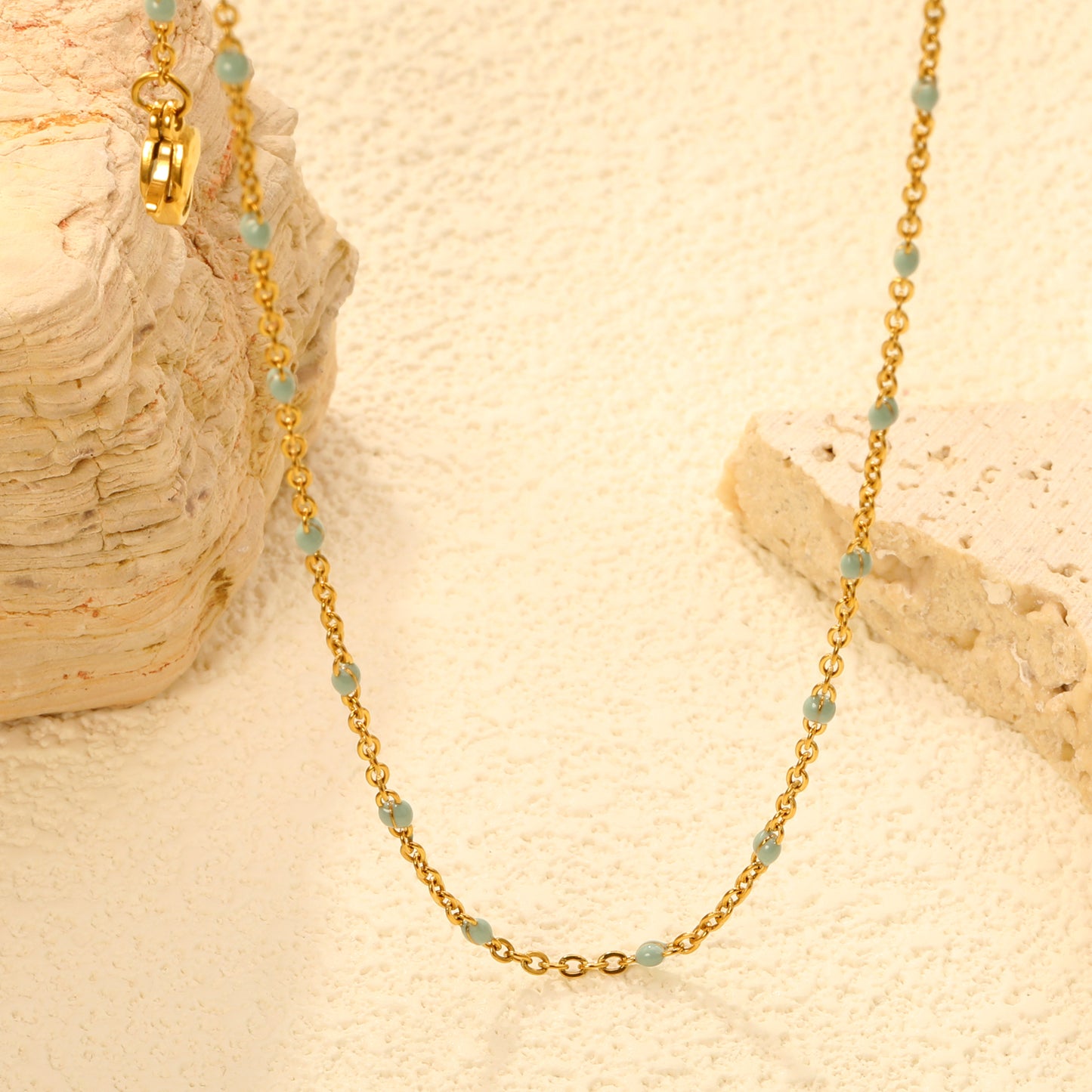 4.7*2mm 18K Gold PVD Stainless Steel Enamel 42+5cm Chain Necklace Women's Non-Fading Clavicle Chain Choker