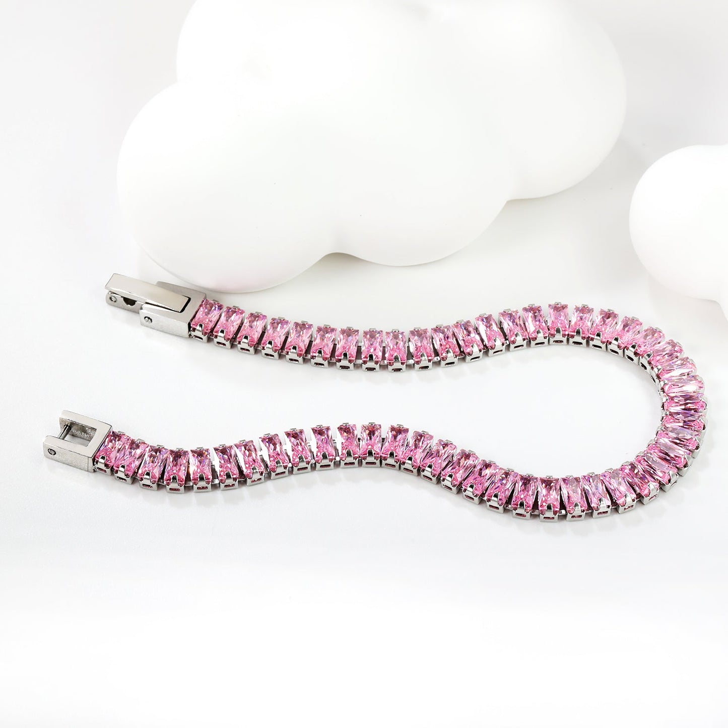 5.6*2.5mm rectangle white/black/purple/blue/pink diamonds clasp bracelet 18cm steel & gold color