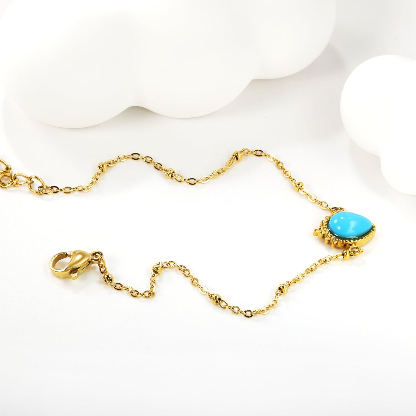 7.9*11.8mm teardrop with 6.2*8.1mm bluestone bracelet 17+3cm gold color