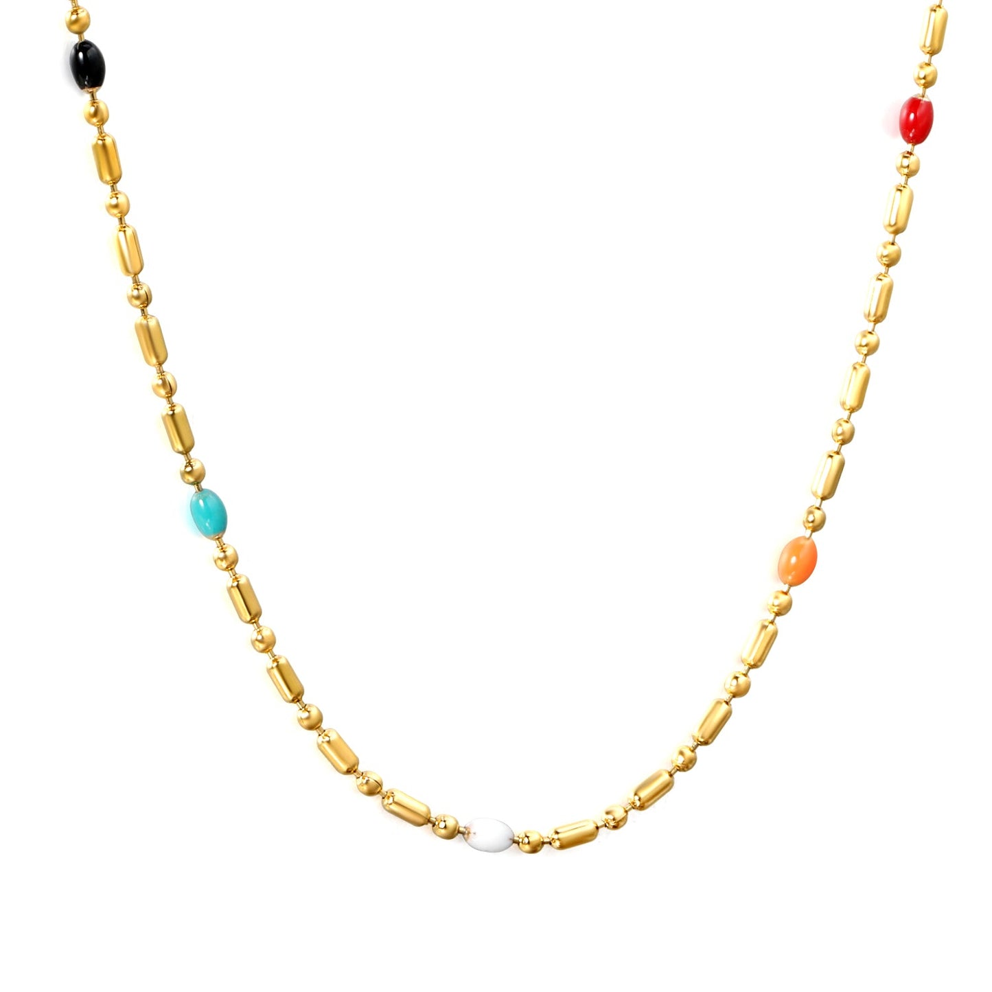 Mixed Color Dots Adhesive Necklace 40+5cm+6mm Round Plaque Golden