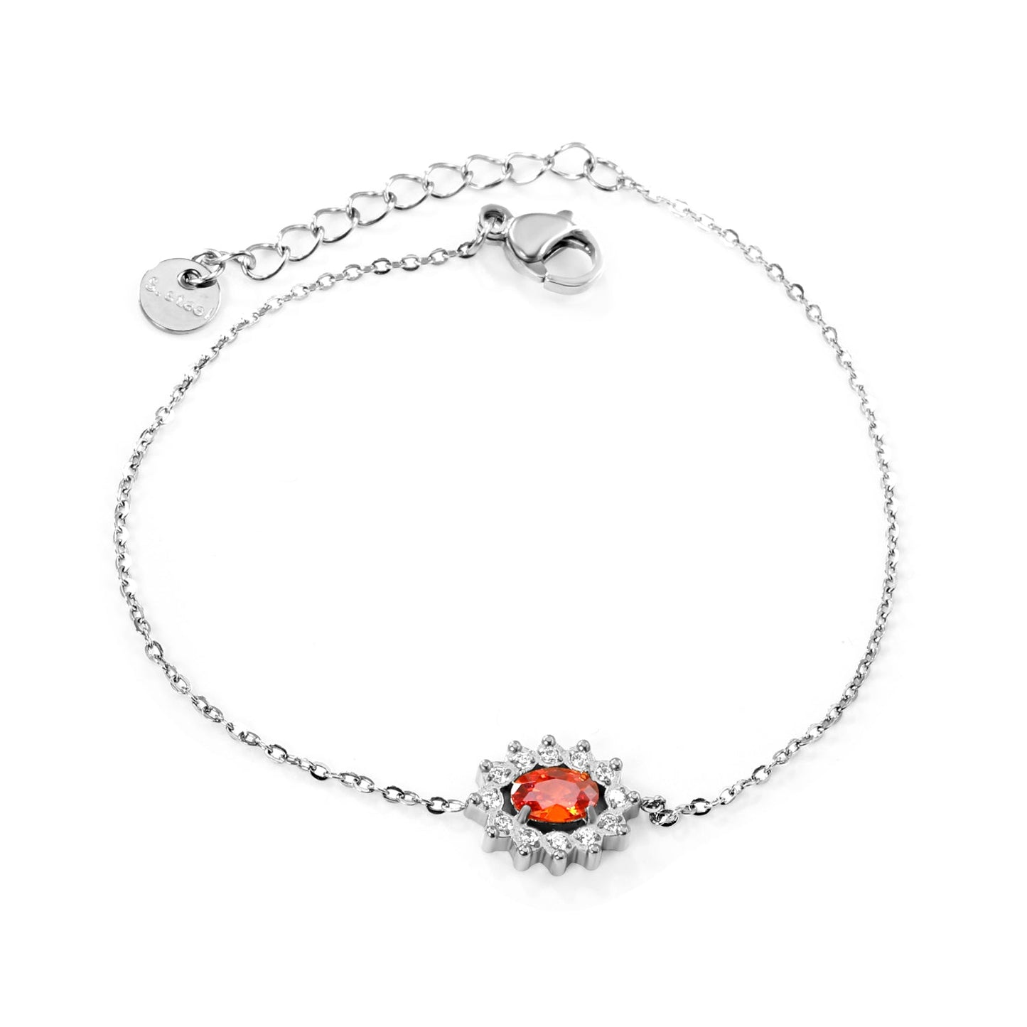 10.3*12.4mm Lace Oval with CNC White Zirconium Ring + Garnet Red Real Zirconium Accessories Bracelet 17+3cm+6mm Round End Plaque Steel/Golden