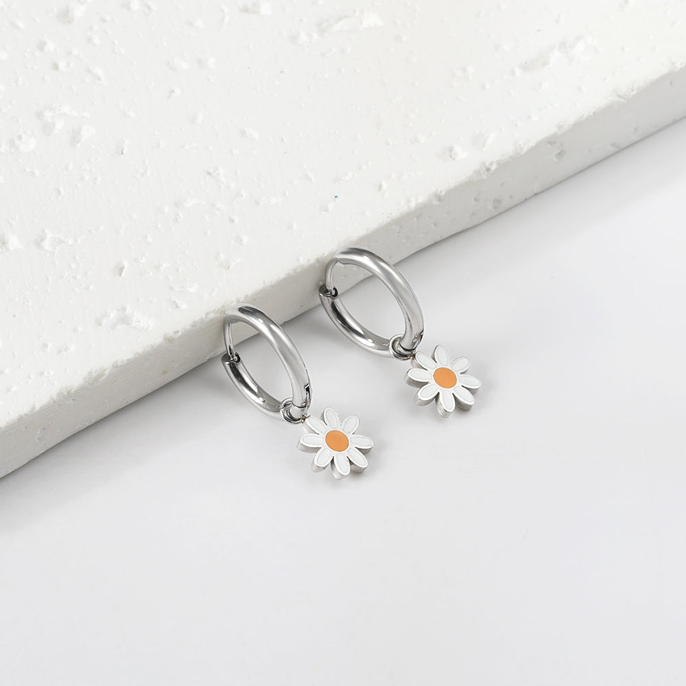 2x13mm circle with white small zouju earrings