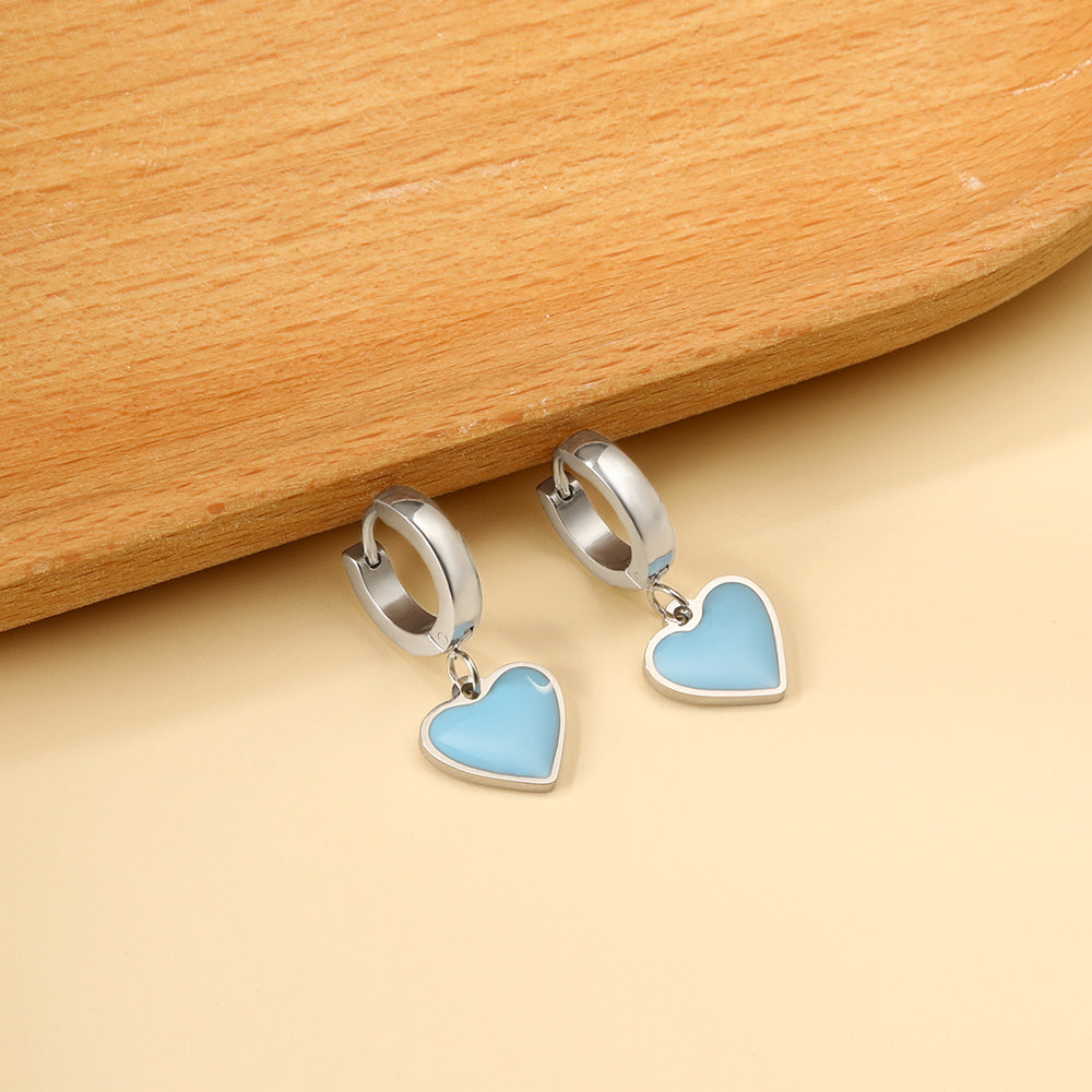 3x12.6mm circle with heart-shaped oil drop earrings