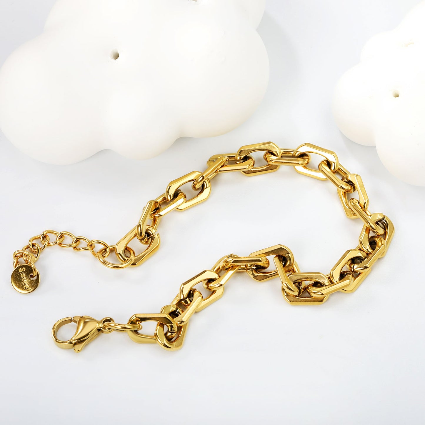 Wholesale Thick 1.5*Width 6.7*Height 10.2mm Accessories Clasp Bracelet 17+3+6mm Round Tail Plaque Gold Color