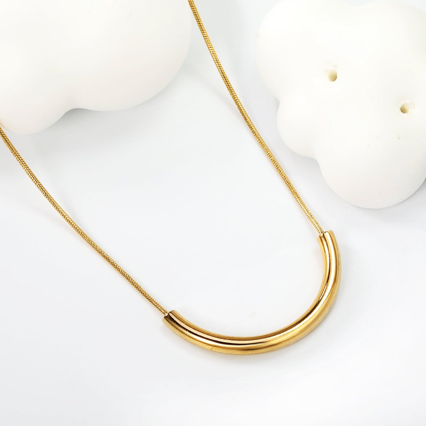 Wire 3*width 32*height 16.3mm flat U-shaped pendant necklace 40+5cm steel color/golden color
